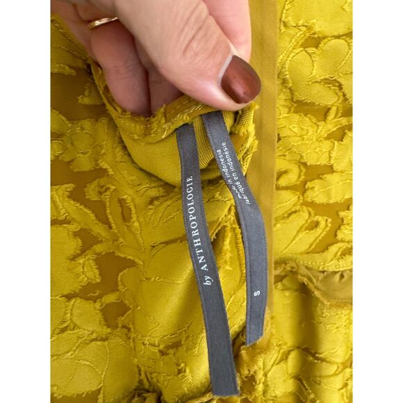 Anthropologie Ruffle Knit Mini Dress in Golden Yellow. Small - Picture 8 of 10